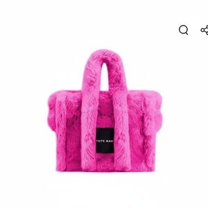 Fuchsia Faux Fur Tote Bag with Plush Handles